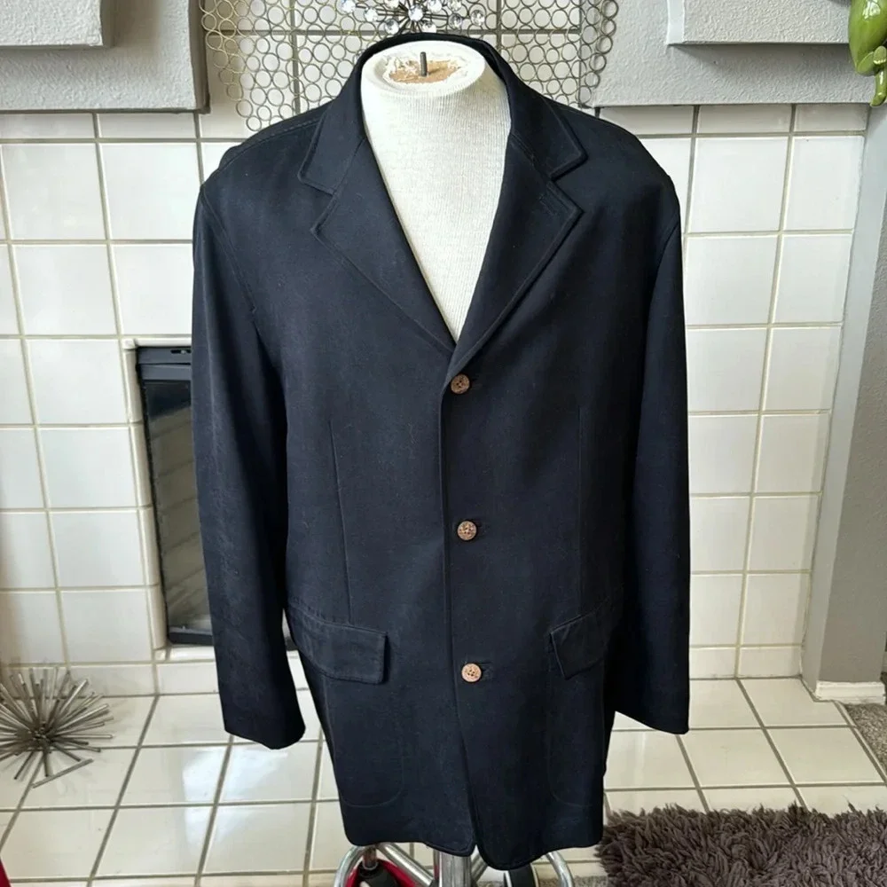 Tommy Bahama Extra Soft 100% Silk Sport Jacket Blazer Black Size large